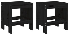 Set da bistrot da giardino 3 pz nero in legno massello di pino
