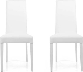Sedia in ecopelle con gambe verniciate BIANCO mod. DENVER Set da 2 pezzi