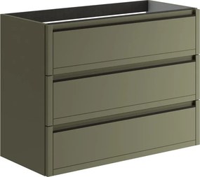 Mobile da bagno sospeso sotto lavabo L 99.5 x H 78 x P 45.5 cm verde salvia opaco, 3 cassetti TRATTO