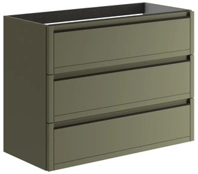 Mobile da bagno sotto lavabo TRATTO verde salvia opaco L 99.5 x H 78 x P 45.5 cm 3 cassetti, lavabo non incluso