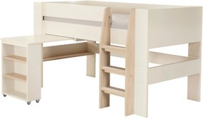 Letto da bambini rialzato beige con contenitore e scrivania rete non inclusa 90x200 cm Studio – Roba