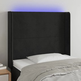 Testiera A Led Nero 93x16x118/128 Cm İn Velluto /