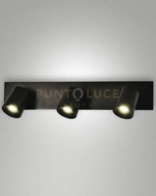 Modo  spot nero 3 luci alluminio spazzolato orientabile  attacco gu...