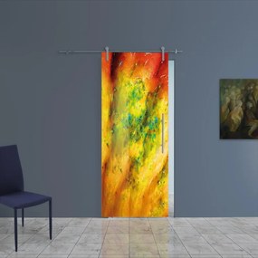 Porta scorrevole Astratto in acciaio multicolore, L 88 x H 215 cm, con binario Ermes Sinistra