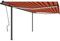 Tenda da Sole Manuale con LED 4x3,5 m Arancione e Marrone 3070225