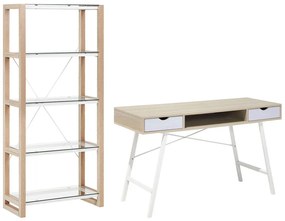 Set di mobili da ufficio legno chiaro e bianco JENKS/CLARITA Beliani