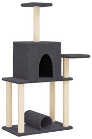Albero per gatti con tiragraffi in sisal grigio scuro 122 cm
