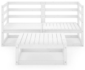 Set Divani da Giardino 3 pz Bianco in Legno Massello di Pino