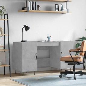 Scrivania Grigio Cemento 140x50x75 Cm İn Legno Multistrato /