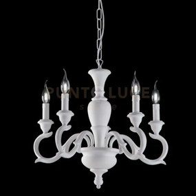 Lampadario in legno bianco shabby 5 luci fiorenza