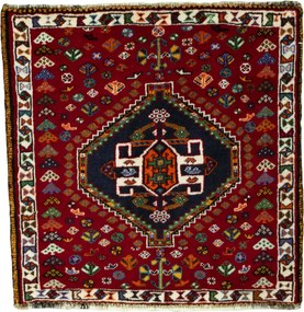 Shiraz Tappeto 70 x 70 Rosso (Iran) Annodato A Mano