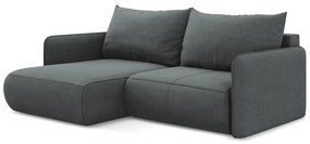 Divano angolare grigio allungabile/con contenitore (con penisola a sinistra) Nanea – Makamii