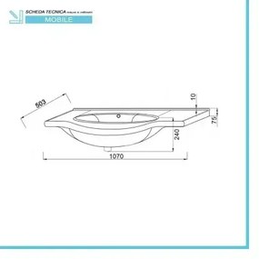 Mobile da Terra 105 cm in rovere bianco completo di specchio con pensile e LED