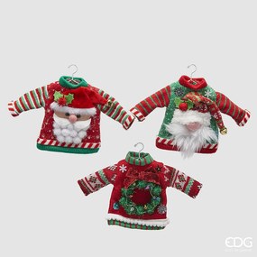 EDG - Enzo De Gasperi addobbo di Natale maglione set 3 assor. h 20 cm