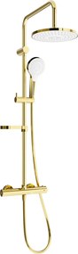 Mexen KX05 set doccia esterno con soffione e miscelatore termostatico, oro/bianco - 771500591-50