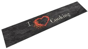 Tappeto Da Cucina Lavabile Nero Cucinare 60x300 Cm Velluto /