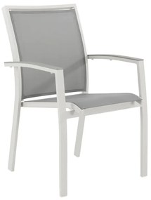 Sedia da giardino in alluminio con braccioli Las Vegas NATERIAL, seduta in textilene grigio