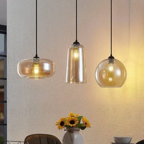 Lampada a sospensione in vetro Wilja Lucande, dimmerabile, Crema / Ambra, Soggiorno / Sala da pranzo, Vetro, Vintage, Lampada a sospensione