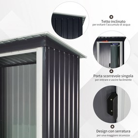 Casetta Box da Giardino in Lamiera per Deposito Attrezzi 163x89x182 cm  Nero...
