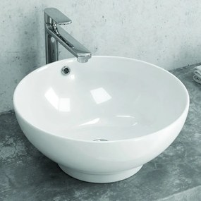 Lavabo da appoggio rotondo 40cm in ceramica bianca |Litos-340 - KAMALU