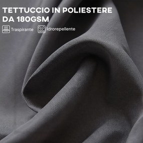 Ombrellone Doppio a 12 Stecche 455x265x238 cm con Base a Croce e Manovella in Acciaio e Poliestere Grigio...