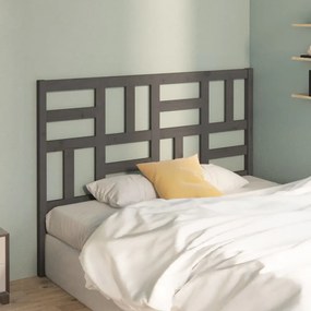 Testiera Per Letto Grigia 126x4x104cm İn Legno Massello Di Pino /