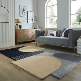 Tappeto nero e grigio in lana tessuto a mano 200x290 cm Lozenge Monochrome – Flair Rugs