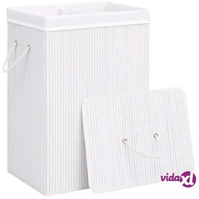vidaXL Cesto Portabiancheria in Bambù a 2 Sezioni Bianco 72 L