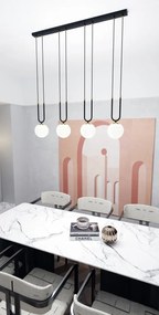 Lampadario a Sospensione in Acciaio e Vetro GLAM 4 Nero 4xE14