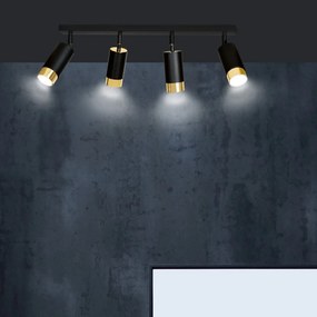 Lampada da Soffitto in Acciaio HIRO 4 Nero Cromo/Oro 4xGU10