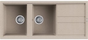 Lavello sopratop 2 vasche in quarzo avena ELLECI L 116 x L 51 cm, reversibile