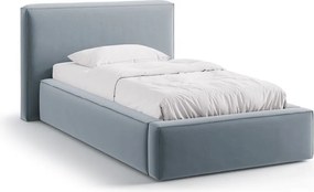 Letto singolo imbottito azzurro con contenitore con rete inclusa 90x200 cm Jodie – Micadoni