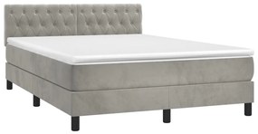 Giroletto a molle con materasso grigio chiaro 140x190cm velluto