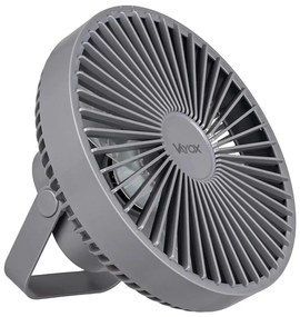 LED Ventilatore da tavolo ricaricabile con illuminazione a LED LED/2W/5V USB 2400 mAh grigio