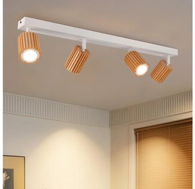 Brilagi - Faretto MODERN WOOD 4xGU10/8W/230V legno di caucciù/bianco