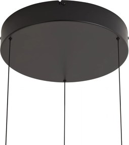 Lampada a sospensione moderna nera con stampa effetto legno di noce, LED integrato dimmerabile a 3 fasi, Easylift - Drew
