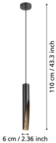 Eglo 901732 - Lampadario LED a sospensione con filo BARBOTTO 1xGU10/4,5W/230V 3000K nero/marrone
