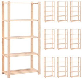 Scaffali A 5 Livelli 10 Pz 80x38x170 Cm İn Massello Pino 250kg /