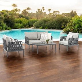 CASCADA - salotto outdoor con struttura in alluminio grigio chiaro, antracite o naturale