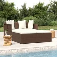 Lettino con Cuscini Marrone 182x118x63 cm in Polyrattan 362266