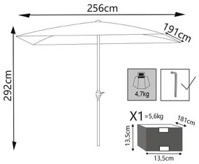 MARITUS - ombrellone da giardino palo centrale 2 x 3 m