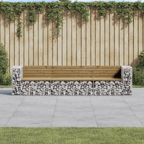 Panca da giardino design gabbione 287x71x65,5cm pino impregnato