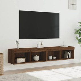 Mobili Porta TV con Luci LED 2 pz Rovere Marrone 80x30x30 cm