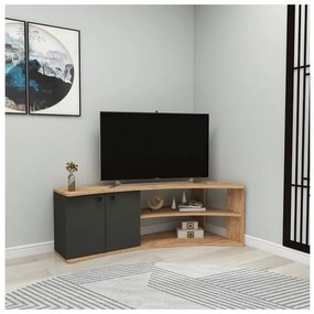 Mobile TV Ad Angolo Design Curvo Con 2 Ante Doris Rovere E Antracite