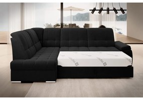 Divano angolare nero allungabile/con contenitore (con penisola a sinistra/a L) Sado – ELTAP