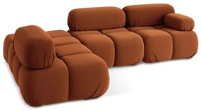 Divano angolare componibile arancione (con penisola a sinistra) con rivestimento in velluto Lokua – Makamii