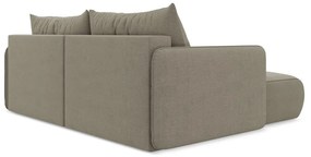 Divano angolare beige allungabile/con contenitore (con penisola a sinistra) Nanea – Makamii