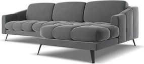 Divano angolare grigio (con penisola a destra) con rivestimento in velluto Nalu – Makamii