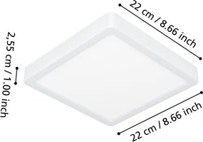 Eglo 901378 -LED RGBW dimmerabile, plafoniera con vetro fumé FUEVA-Z LED/10,5W/230V 22x22cm IP44 bianco