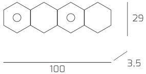 Plafoniera Moderna 4 Moduli Hexagon Metallo Sabbia 2 Luci Led 12X2W